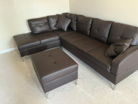 Clearance Sale on Leather Family Sectional Sofa with Ottoman