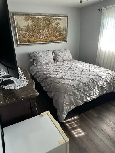 Fully furnished bedroom private bathroom