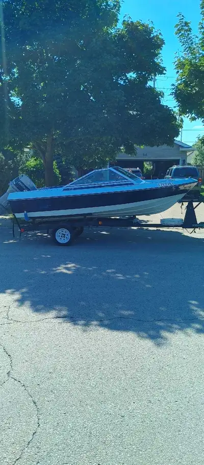 1987 60 hp evenrude motor. No issues working great. Trailer in excellent condition. Back 2 feet of b...