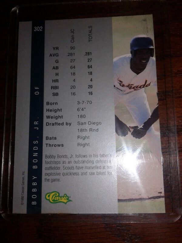 1992 BARRY BONDS BROTHER BOBBY BONDS BASEBALL CARD in Arts & Collectibles in Oshawa / Durham Region - Image 2