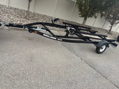 SEADOO PWC DOUBLE TRAILER New tires tongue jack with swivel mount trailer is in excellent condition...