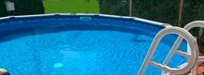 Above ground pool 18 feet all in (salt, pump, filter and heater), View more