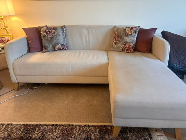 Ikea LINANAS Sofa, with chaise/ Vissle beige in Couches & Futons in Oshawa / Durham Region