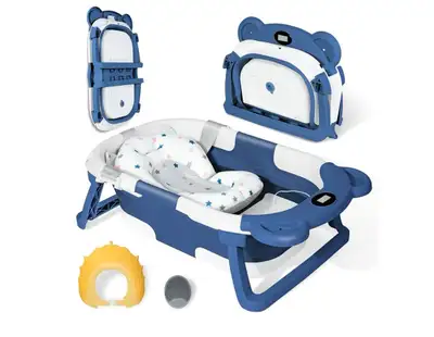 Collapsible Baby Bathtub for Newborn with Thermometer, View more