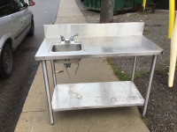 Stainless steel counter with sink