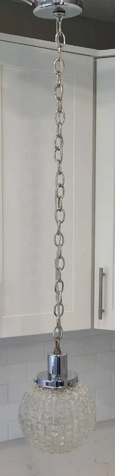 Vintage '50s-60s MCM Prismatic Orb Chrome Pendant Light Fixture in Indoor Lighting & Fans in Oshawa / Durham Region - Image 3