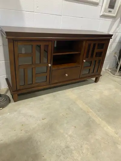 Large Brown TV Sideboard with Glass Doors, View more