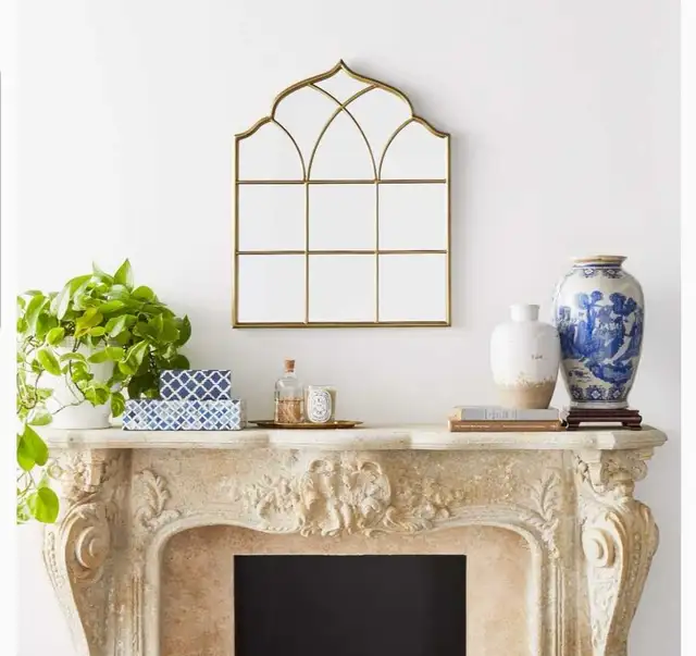 Vintage Gold Windowpane Mantel Mirror, 25" H, Retail $200+ in Home Décor & Accents in Markham / York Region - Image 2