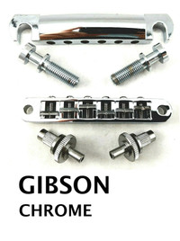 GIBSON Bridge Complete with Studs - Used - Chrome - Les Paul Gui