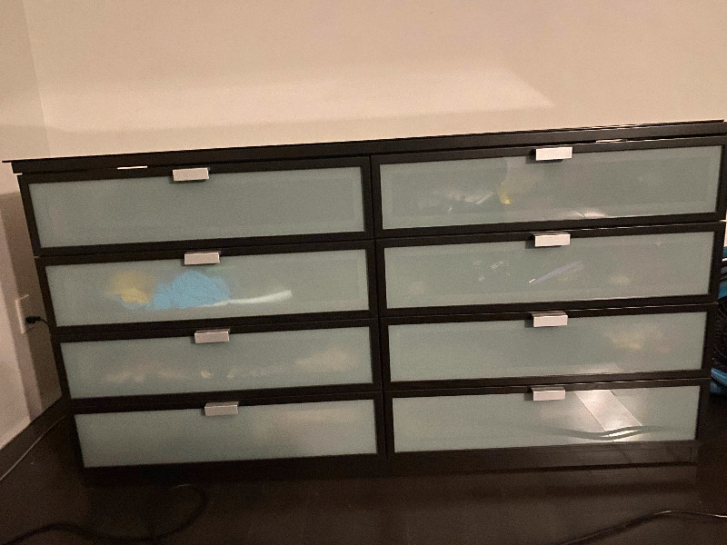 8 Drawer IKEA Dresser with Glass Top For Sale 75.00. Dressers