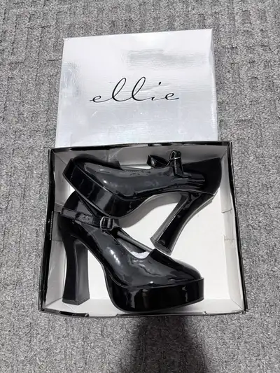 Black Ellie Mary Jane’s with Chunky Heel, View more