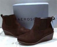 Aerosoles Women's Brandi Wedge Ankle Boots Java Faux Suede Sz 5M