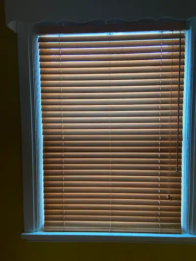Hunter Douglas wood blind. Real wood not faux. From Blinds of All Kinds. Measures 65 inches length b...