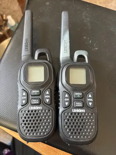 Bought for camping, never used personally. No charge cradle, uses 3AAA ea. Radios only. Will include...