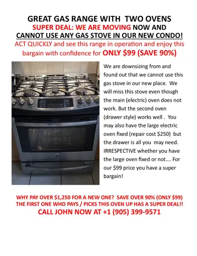 GE PROFILE GAS RANGE WITH 2 OVENS, View more