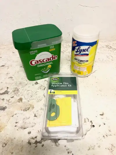 Selling some Household Cleaning Supplies, Cleansing wipes, Dishwasher Cleaning Pods and a Window Fil...
