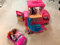 Our Generation Jeep and motorcycle, Barbie Camper, car and dolls