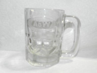 A&W Clear Glass Mug, Heavy Large Root Beer Soda  Raised Embossed