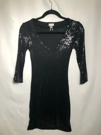 Womens Black Sequins Dress. Size XS., View more