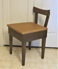 Mid-Century Solid Wood Sewing Chair Flip Top Storage In Seat