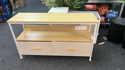 2 Foldable Linen Drawers TV Stand with Charging Station, View more