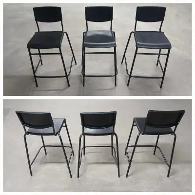 Set of 3 IKEA Stig Bar Stools Chairs Counter Height Backrest, View more