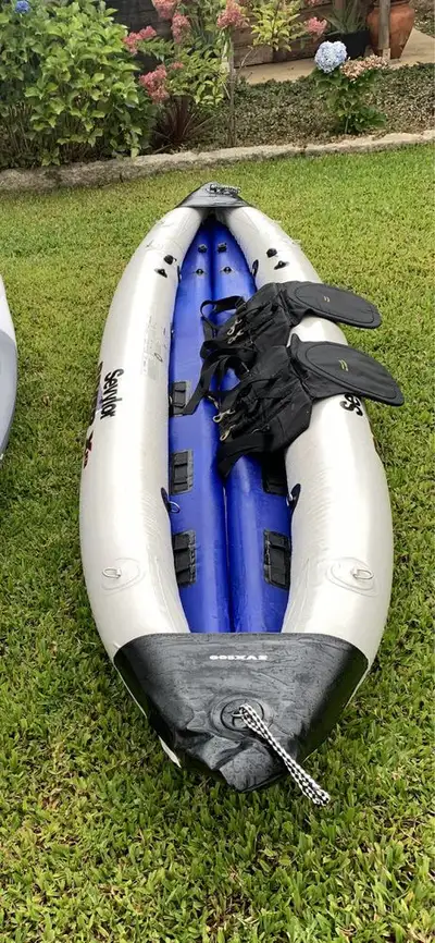 Tandem inflatable kayak in very good condition. Comes with seats and paddles. Easy to inflate with f...