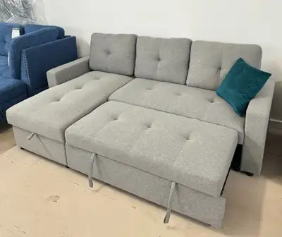 Sofa Bed Fabric Linen - Tufted Design - Free Delivery and no tax, View more