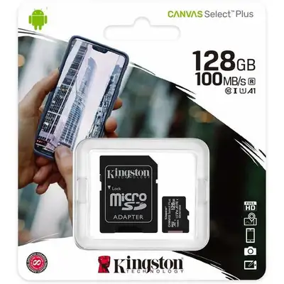128 GB Micro SD Memory Card with Adapter (Class 10) - Kingston, View more
