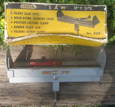 Vintage General bench VICE for sharpening hand saws with box, View more