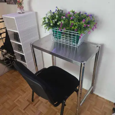 stainless steel desk with chair , View more
