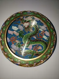 Vintage Chinese Cloisonne Bowl Dragon 
