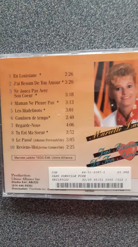 Cd musique Murielle Labbée J'ai Besoin De Ton Amour Music CD in CDs, DVDs & Blu-ray in Lévis - Image 5