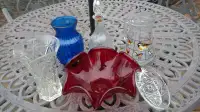 GLASS PITCHER TRAY CENTER PIECE VASES JEANNIE BOTTLE ALL FOR $15