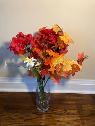 Glass Vase with Fall Colours Foliage, View more