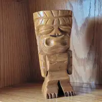 Vintage Tiki God  Bar Wood Idol.Statues. Tiki Bar Glasses 