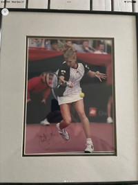 3 Autographs of of top world #1 tennis players incl. frame