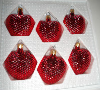 New 6 Metallic Red Christmas Ornaments $5.00