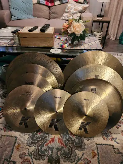 10 pc. Zildjian K drum cymbal set in excellent condition!, View more