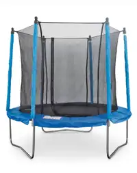 8 Foot Round Outdoor Trampoline with Safety Net Enclosure