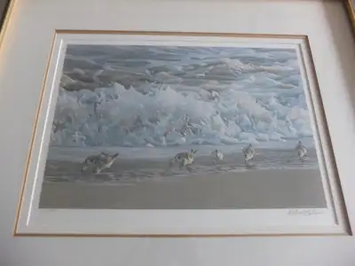 Robert Bateman Surf and Sanderlings Ltd Edition Print - 1979, View more