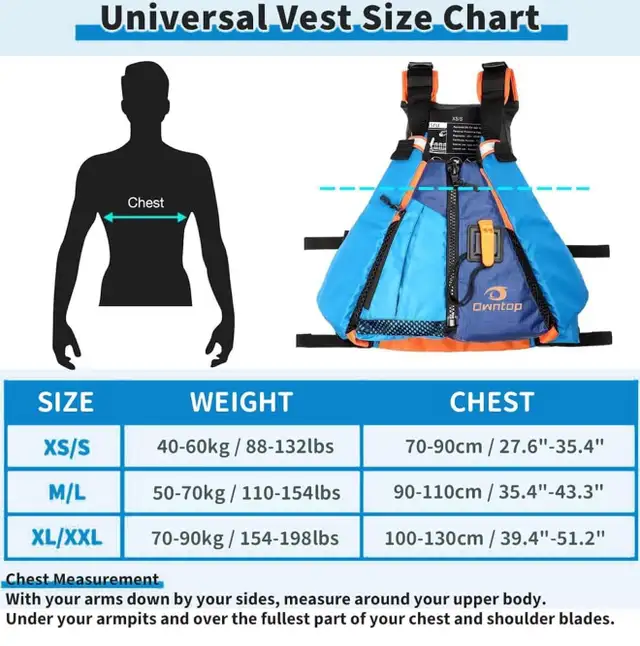 New Life Vest for Adult with Adjustable Safety Strap/Blue XL/XXL in Water Sports in Calgary - Image 11
