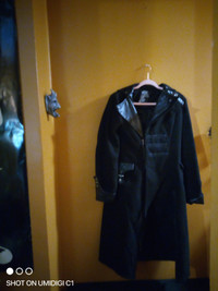 Manteau d'hiver Unisex gothique noir avec cuir : Punk Rave
