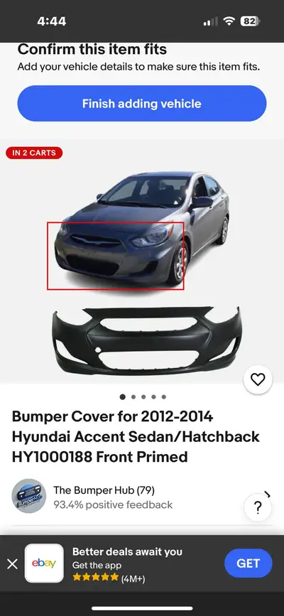 Looking for front bumper for Hyundai accent 2013 hatchback. Don't care about the colour