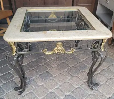 Wrought Iron Glass Top Coffee Table, View more
