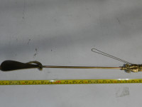 Antique Long Shoehorn Mid century Solid Brass Owl, 20 1/2'' Long