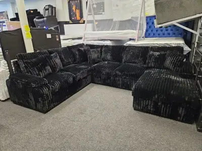 Black Corduroy Sectional Sofa Bed Now Available with Free Delive, View more