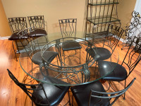 Wrought Iron 60" Glass Table with Chairs
