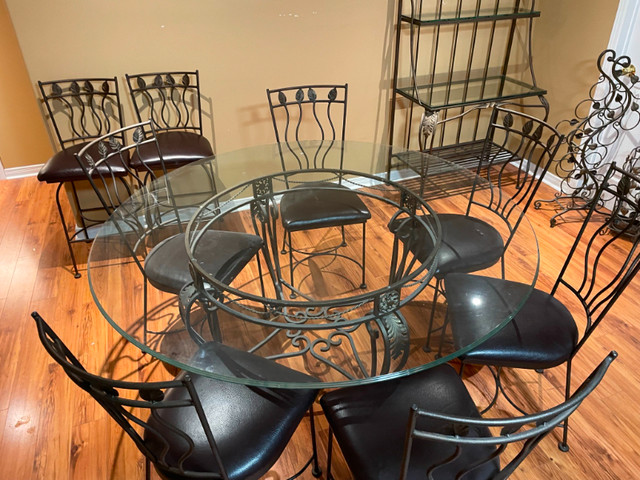 Wrought Iron 60" Glass Table with Chairs in Dining Tables & Sets in Markham / York Region