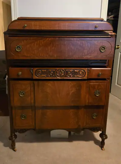Antique Mahogany Bedroom Set - Dressers, Vanity, Mirrors, Stool,, View more